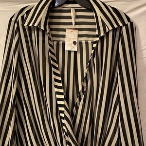 Black and White Striped Blouse